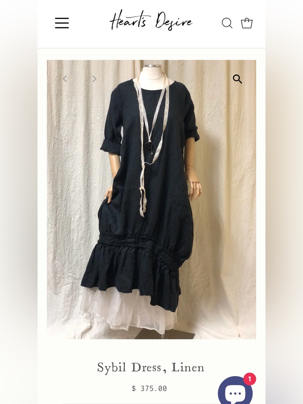 Hearts Desire Sybil Linen Dress in Black